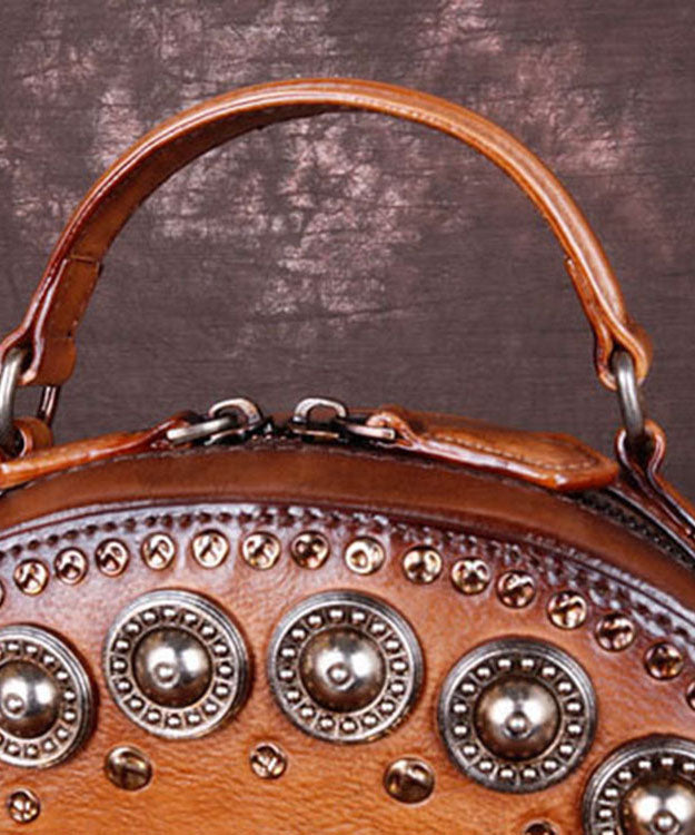 Art Brown Rivet Kalbsleder Satchel Handtasche