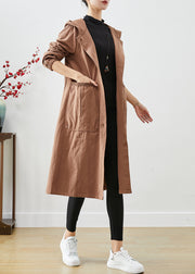 Art Coffee Hooded Pockets Cotton Trench Coats Fall