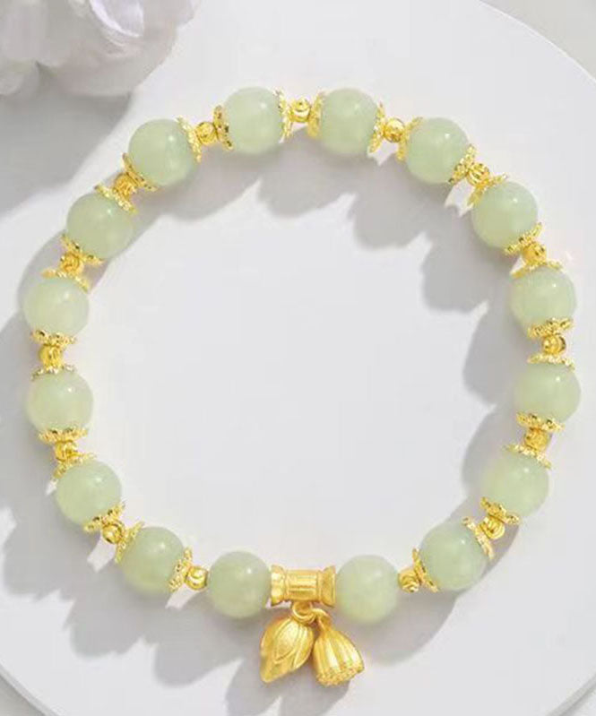 Art Cyan Jade Lotus Chain Bracelet