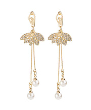 Art Gold Sterling Silver Overgild Pearl Zircon Drop Earrings