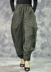 Art Green Pockets Print Laterne Dicke Herbst-Winter-Hose