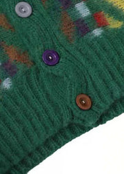 Art Green retro Button Cute Fall Strickpullover