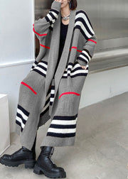 Art Grey Striped cozy Casual Fall Knit Cardigans