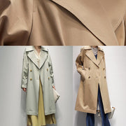 Art Notched pockets Plus Size tunic coats light green Knee coat - bagstylebliss