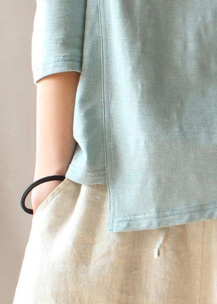 Art O Neck Asymmetric Top Silhouette Inspiration Blue Shirt - bagstylebliss