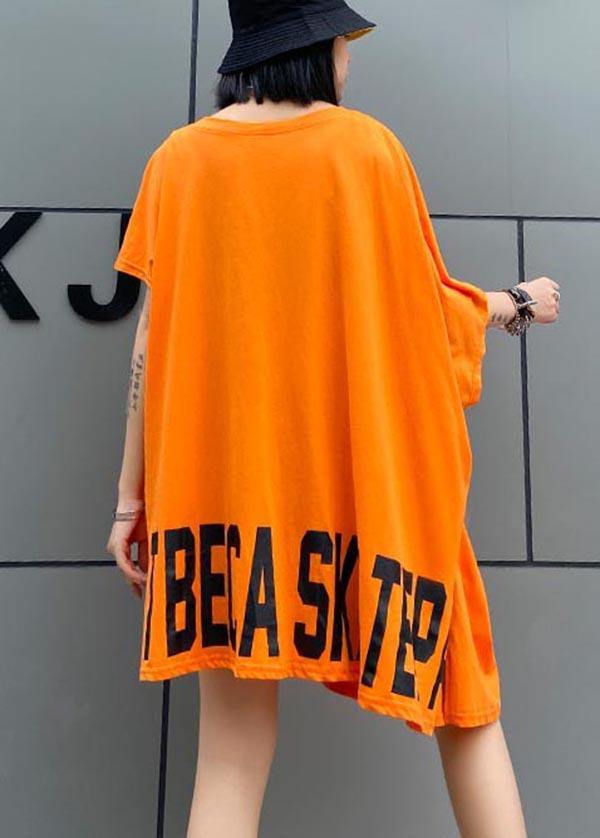 Art Orange Graphic asymmetrical design Pockets Dresses Summer - bagstylebliss