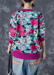 Art Rose Floral Print Thick Knit Sweaters Winter