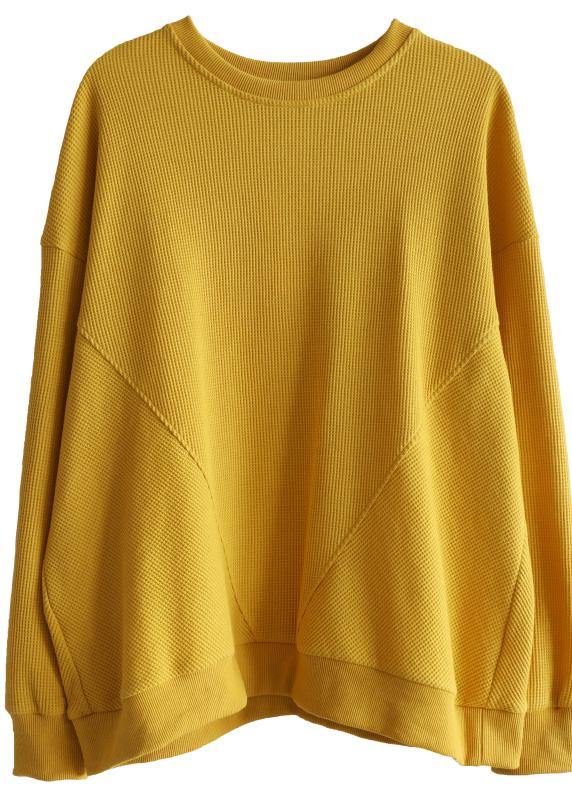 Art Yellow Cotton O Neck Long sleeve Loose Sweatshirt - bagstylebliss