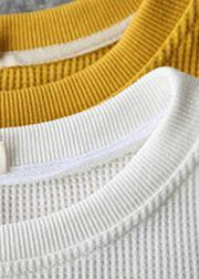 Art Yellow Cotton O Neck Long sleeve Loose Sweatshirt - bagstylebliss