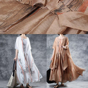 Art asymmetric linen summer Robes Wardrobes white Dresses - bagstylebliss