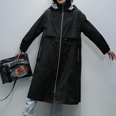 Art black Fashion clothes For Women coats hooded zippered coats - bagstylebliss