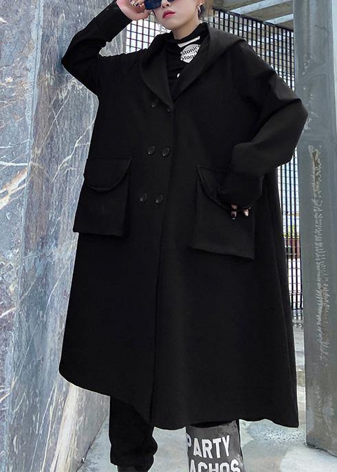 Art black Fine outwear coat hooded double breast fall outwears - bagstylebliss