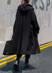 Art black Fine outwear coat hooded double breast fall outwears - bagstylebliss