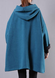 Art blue cotton clothes For Women hooded thick loose fall blouse - bagstylebliss