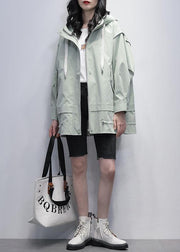 Art hooded Letter Plus Size Coats Women green coats - bagstylebliss