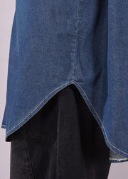 Art lapel Print Spring clothes design Denim Blue shirts - bagstylebliss
