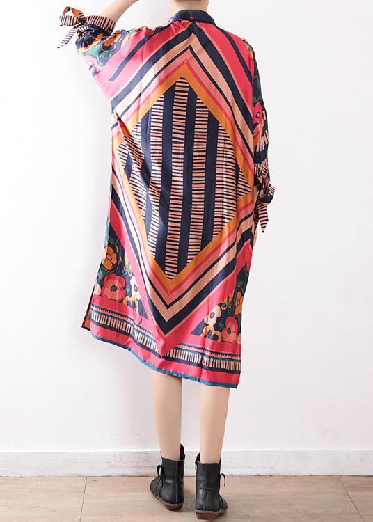 Art o neck Batwing Sleeve chiffon Summer dresses Casual Outfits orange print loose Dresses - bagstylebliss