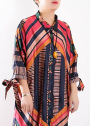 Art o neck Batwing Sleeve chiffon Summer dresses Casual Outfits orange print loose Dresses - bagstylebliss