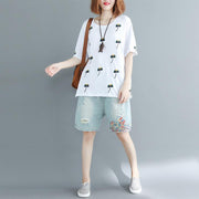 Art white cotton clothes Fashion Sleeve o neck embroidery daily blouses