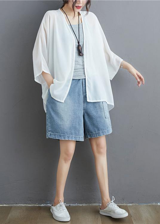 Art wild chiffon summertunic top design white blouses - bagstylebliss