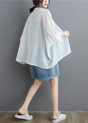 Art wild chiffon summertunic top design white blouses - bagstylebliss