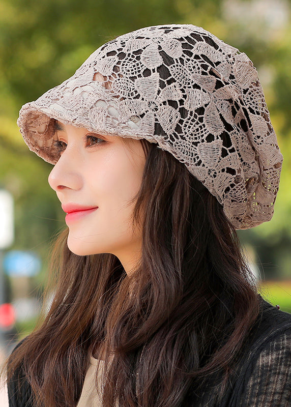 Autumn 2024 New Hollow Flower Hook Soft Brim Baotou Hat Breathable