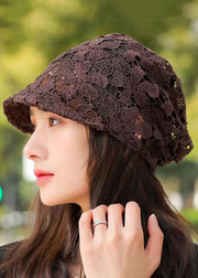 Autumn 2024 New Hollow Flower Hook Soft Brim Baotou Hat Breathable