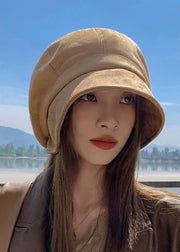 Autumn Winter French Khaki Suede Bucket Hat