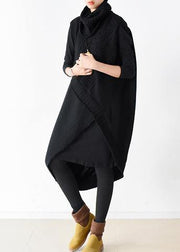 Fall and winter new loose knitted stitching black dress two-piece suit - bagstylebliss