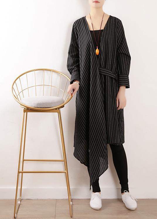 Autumn new original design loose asymmetrical striped shirt cardigan coat - bagstylebliss