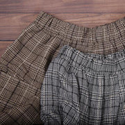 Fall new style retro large size warm knitted brown plaid Harlan bloomers - bagstylebliss