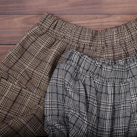 Fall new style retro large size warm knitted brown plaid Harlan bloomers - bagstylebliss