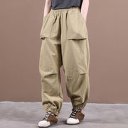 Autumn new style three-dimensional pocket elasticated foot pleated casual pants - bagstylebliss