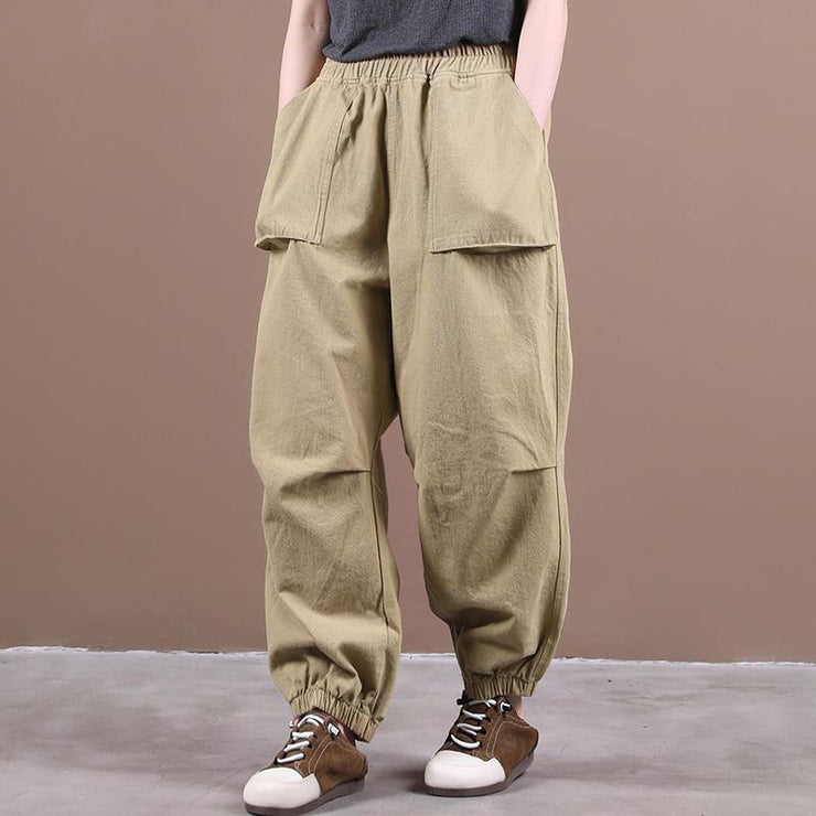 Autumn new style three-dimensional pocket elasticated foot pleated casual pants - bagstylebliss