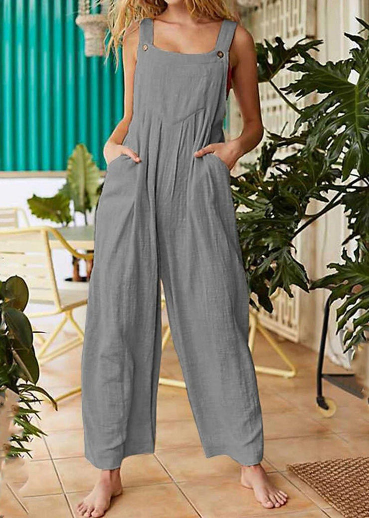 Beautiful  Pockets Patchwork Button Jumpsuit pants - bagstylebliss