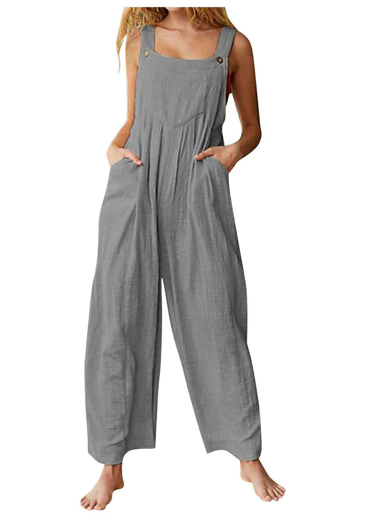 Beautiful  Pockets Patchwork Button Jumpsuit pants - bagstylebliss