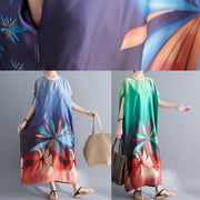 Beautiful Batwing Sleeve Wardrobes pattern green prints Maxi Dresses summer - bagstylebliss