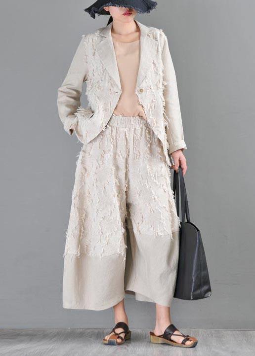 Beautiful Beige Pockets Cotton Linen Coat Summer - bagstylebliss