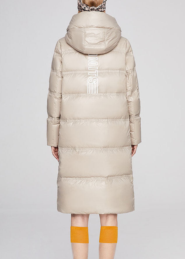 Schöne beige Stehkragen-grafische lässige Winter-Entendaunenjacke