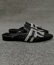 Beautiful Black Bow Splicing Slide Sandals Pointed Toe