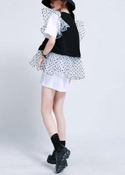 Beautiful Black Patchwork dress Two Piece Suit Set Summer - bagstylebliss