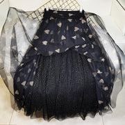 Beautiful Black Print tulle Sequins A Line Skirts Summer
