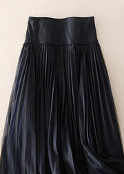 Beautiful Black Zip Up Patchwork Tulle Skirt Spring