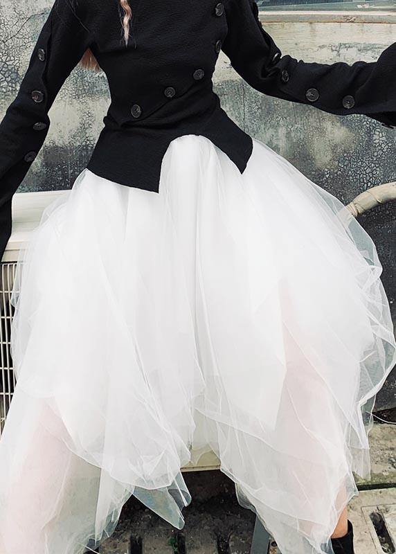 Beautiful Black asymmetrical design Patchwork Skirts Summer - bagstylebliss