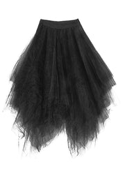 Beautiful Black asymmetrical design Patchwork Skirts Summer - bagstylebliss
