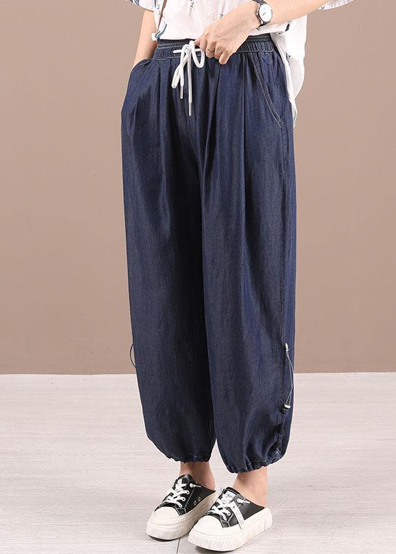 Beautiful Blue Pockets Denim Harem Pants - bagstylebliss