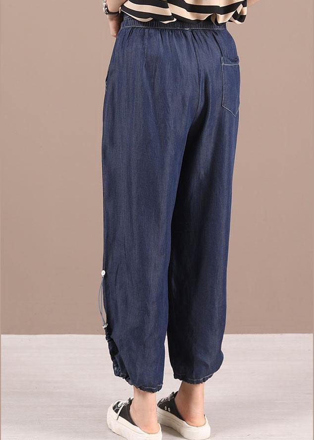 Beautiful Blue Pockets Denim Harem Pants - bagstylebliss