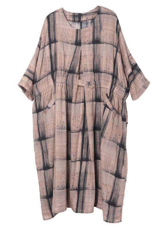 Beautiful Chocolate Plaid Cotton Cinched Summer Holiday Dress - bagstylebliss