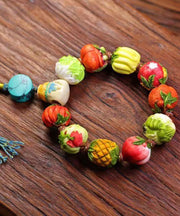 Beautiful Colorblock Hand Knitting Fruit And Vegetable Tassel Bracelet