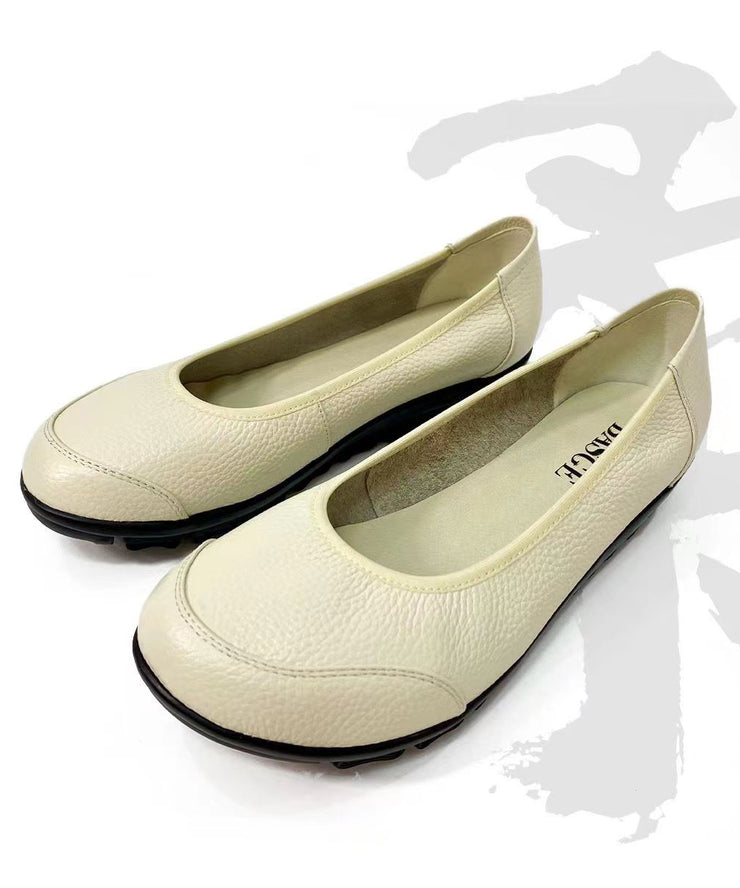 Beautiful Comfortable Flat Shoes For Women Rose Cowhide Leather